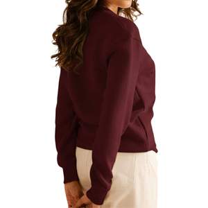 Sweat-shirt à col rond marron pour femme, pull oversize en molleton, haut streetwear, coton mélangé, pull d'entraînement, coupe simple - Product Image 2