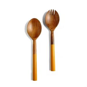 Juego de Cubiertos para Ensalada de Madera de Acacia Hechos a Mano, Incluye Cucharas y Tenedores, Utensilios de Cocina, Cuchara de Madera para Regalo - Product Image 3