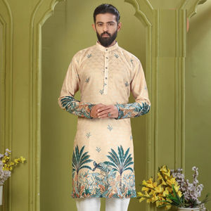 Kurta elegante para hombres con patrón intrincado y detalles de estilo Kurta perfecto para ocasiones festivas y bodas - Product Image 1