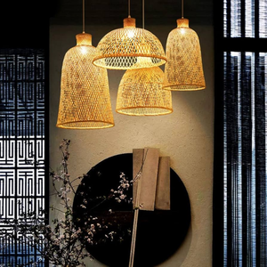 Abat-jour en osier de haute qualité écologique décoration d'hôtel fait à la main forme personnalisée fabricant vietnamien - Product Image 1