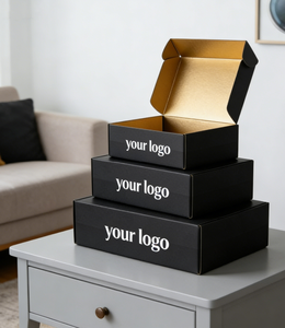 Boîte d'expédition en carton ondulé de luxe personnalisée pour vêtements de soirée noirs, costumes, perruques, vêtements, soins de la peau, cosmétiques - Product Image 2