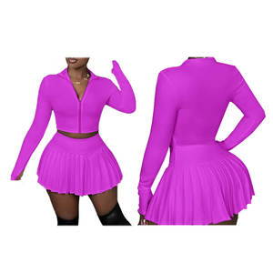 2025 été décontracté femmes vêtements couleur unie Sexy Style taille cintrage haut au-dessus du genou jupe personnalisé ensemble - Product Image 4