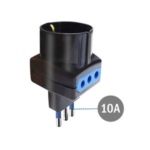 Ba cắm Adapter 10A 2 ý 10A ổ cắm + 1 Schuko 10A Đen-Vật liệu điện/phích cắm, đa ổ cắm và mở rộng - Product Image 3