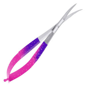 Meilleur matériau en acier inoxydable ciseaux à ressort à cuticules poignée lisse lame incurvée tranchante disponible couleur rose violet pour une utilisation en beauté - Product Image 1