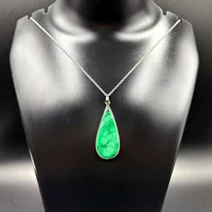 Colgante de Plata de Ley 925 hecho a mano para mujer chapado en oro con diamante natural estilo vintage con piedras preciosas de malaquita - Product Image 1