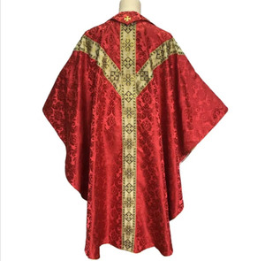 Chasuble de prêtre rouge sur mesure 2025 avec broderie en or et étole nouveau design pour père - Product Image 2