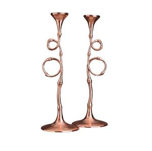 Ensemble de 2 bougeoirs en métal argenté élégants, design floral, tige torsadée moderne, décoration de table, bougeoir, prix le plus bas - Product Image 3