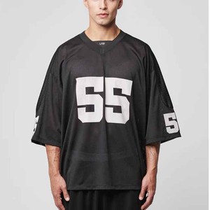 Maillots de football américain premium en maille, t-shirts personnalisés surdimensionnés en polyester, style rétro, sublimation, streetwear ample - Product Image 1