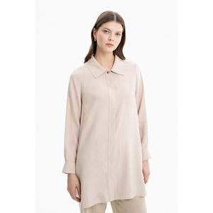 Women's Linen Basic <b>Tunic</b>-Simple and Elegant Full Sleeve Button Down for Everyday Wear - Product Image 1