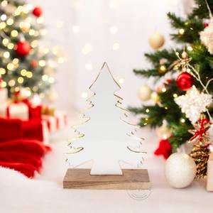 Decoración de árbol de Navidad de madera hecha a mano, ideal para exhibición de mesa de vacaciones, acento festivo de invierno para el hogar y decoración de regalos - Product Image 2