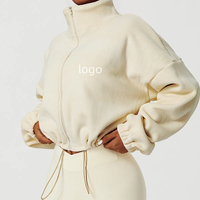 Sweat-shirts à capuche surdimensionnés pour femmes avec logo personnalisé, 100% coton, polaire, veste courte, taille plus, respirant, automne