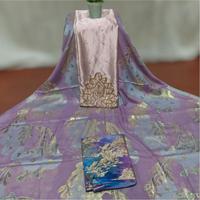 Robe élégante en tissu jacquard tissé de qualité supérieure, 100 % soie, coton/polyester, motif uni, vert royal Fransawi Dirac Chiffon, avec détails dorés