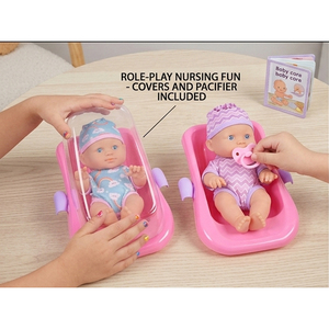 Poupée bébé enfant de 9 pouces avec <span class=keywords><strong>corps</strong></span> entier et yeux fixes, jouets avec panier pour sucette, jouets d'imitation pour enfants - Product Image 6