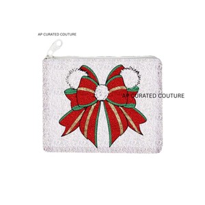 Monedero de Feliz Navidad bordado a mano con cuentas 2025, bolsas de cosméticos duraderas para celebración de fiesta de año nuevo, cremallera, vacaciones con clase - Product Image 3