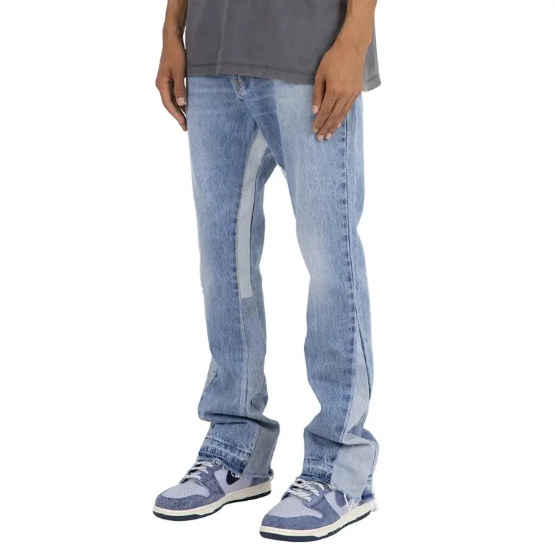 Homens leves Calças Jeans Alta Qualidade Jean Regular Calças folgadas Para Homens Em Novo Design personalizado queimado calças jeans laterais
