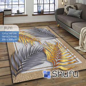 Alfombra de franela con estampado abstracto moderno de Shufu, respaldo de TPR antideslizante, sin alergias, fácil de lavar, comodidad de larga duración, poliéster duradero - Product Image 1