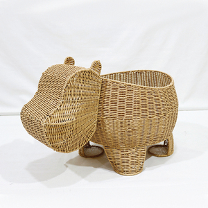 Artex Dong Thap Rattan Woven Hippo Shape <b>Basket</b> for Kids Toy Storage and Decor - Product Image 2