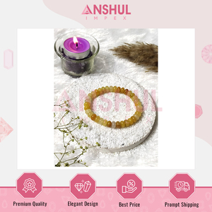 สร้อยข้อมืออัญมณีสำหรับทุกเพศดีไซน์ทันสมัยทนทานและยืดหยุ่นได้ดีที่สุด7-7.5นิ้วสีเหลือง Aventurine rondelle - Product Image 2