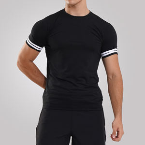 เสื้อออกกำลังกายแขนสั้นสำหรับผู้ชายเสื้อยืดฟิตเนสแบบเรียบเข้ารูป - Product Image 4