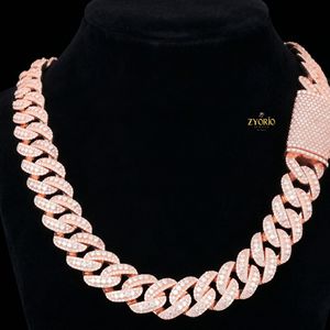 สร้อยคอฮิปฮอปแบบ Cuban Link ชุบทองคำชมพู 14K ประดับเพชร Moissanite เกรด VVS - Product Image 2