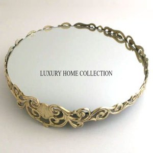 Gran bandeja de espejo de vidrio de metal de primera calidad con detalles elegantes para un estilo sofisticado para el hogar y un servicio funcional - Product Image 4