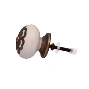 Laiton antique filigrane fleur boutons en céramique armoire industrielle poignée tire pour chambre commode cuisine salon armoires - Product Image 2