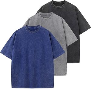 2024 à la mode hommes coton T-Shirts surdimensionné unisexe manches courtes décontracté lâche lavage solide basique T-Shirt hauts 3Pack - Product Image 1