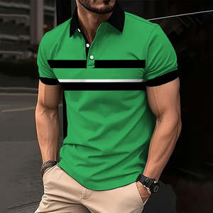 Calidad 220 gramos poliéster/algodón liso teñido hombres Polo ligero transpirable de talla grande sólido Logo patrón Ringer camiseta - Product Image 3