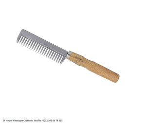 หวีแผงคออะลูมิเนียมสัตวแพทย์พร้อมด้ามไม้ - Product Image 2