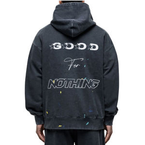 Sudadera con Capucha de Mezclilla 100% Algodón, Estilo Urbano, Impresión Personalizada, Logotipo Bordado, Secado Rápido, para Hombre - Product Image 3