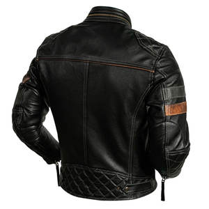 Veste de moto hiver noir en cuir véritable pour hommes OEM Biker Logo avant respirant coupe-vent imperméable - Product Image 2