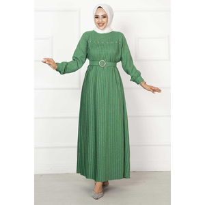 Vestido hijab plisado con detalle de piedra Benetton - Product Image 2