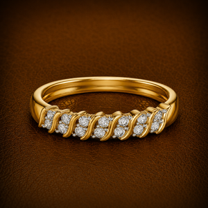 Bagues de Mariage en Or Massif 14K 18K avec Diamants de Laboratoire Taille Ronde Brillante, Clusters Ondulés, Couleurs DEF, Pureté VVS - Fabricant OEM en Gros - Product Image 1