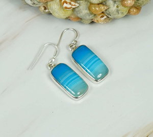 Boucles d'oreilles pendantes de luxe en argent sterling 925 avec pierre naturelle agate bleue du Botswana, qualité AAA, sans nickel, style bohème, pour femme - Product Image 3