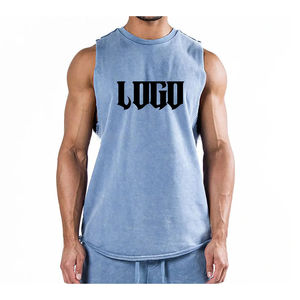 Débardeurs de gymnastique surdimensionnés Vintage pour hommes séchage rapide en détresse sans manches athlétique Singlet entraînement Fitness Tee en grande taille - Product Image 1