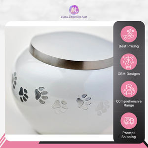 Premium Quality Aluminum <b>Pet</b> <b>Urn</b> - White & Silver Finish Custom Design Possible Memorial Ashes Container from Indian Seller - Product Image 4