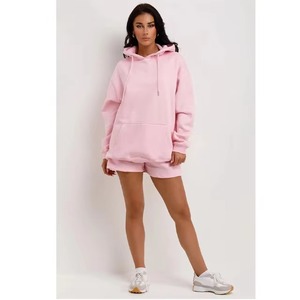 Ropa deportiva de entrenamiento informal personalizada para mujer, vintage de encaje decadente Sudadera con capucha, pantalones cortos de gimnasio lavados con hombros caídos, fabricante OEM - Product Image 6