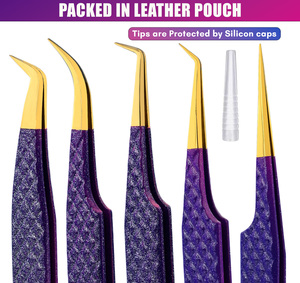 Pinzas clásicas personalizadas para pestañas Punta de fibra Pinzas para pestañas Volumen Pinzas para pestañas Lash Tech 45 90 grados para extensión de pestañas - Product Image 6