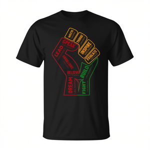 T-Shirt Unisex per Adulti 'Insing Leaders Power Fist' per il Mese della Storia Afroamericana, Manica Corta, Collo Tondo, Stampa Serigrafica, Maglietta Promozionale - Product Image 2