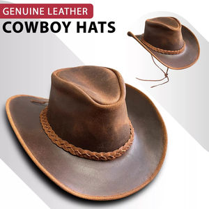 Chapeaux de cowboy en cuir de qualité supérieure, taille ajustable unisexe, personnalisés, décontractés, pour l'extérieur, quatre saisons, ODM - Product Image 3