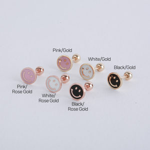 Orecchini da donna alla moda in oro 14k Fine orecchini da festa vari colori simpatici epossidici con sorriso viso Piercing gioielli regali all'ingrosso K-gioielli - Product Image 6
