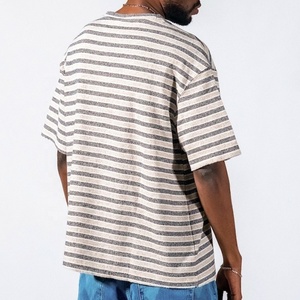 Camiseta de talla grande para hombre, Camiseta de cuello redondo personalizada, OEM, 100% algodón, poliéster, forro a rayas, de gran tamaño, nuevo producto - Product Image 6