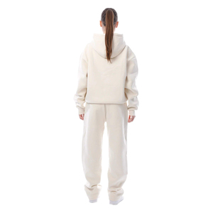 Ensemble sweat-shirt et pantalon de survêtement beige clair pour homme, deux pièces, tenue décontractée, logo personnalisé, vêtements de détente - Product Image 4