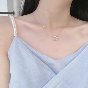 Collar con Colgante de Círculo Hueco de Plata de Ley 925 con Moissanita, Estilo Coreano, para Mujer, Novia, Moda, Joyería Fina, Regalos, Multicolor - Product Image 5