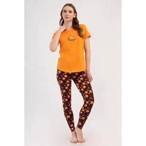 KADIN LYC SUPREM O YAKA KISA KOL ETEGI OVAL MANSETLI TAYT PIJAMA TAKIM - สีส้ม - สีส้ม - Product Image 1