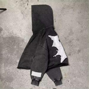 Sudaderas con capucha para hombre con logotipo personalizado al por mayor, Jersey de algodón de gran tamaño 100%, sudaderas bordadas de peso pesado sin cordón para primavera - Product Image 3