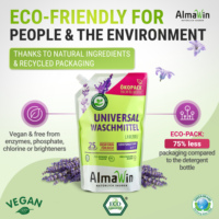 Détergent à lessive liquide bio universel AlmaWin RTS 2, végétalien, hautement concentré 80%+, écologique, 1,5L, sac de recharge Eco-Pack