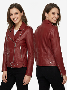 Street Wear <b>Women</b> Genuine Leather Biker <b>Jacket</b> Slim Fit Zipper Style Fashion Outerwear for Spring Autumn Motorcycle Style <b>Jacket</b> - Product Image 6