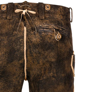 Pantalones cortos bordados de cuero marrón sueco genuino Oktoberfest Lederhosen 100% para hombre - Product Image 3