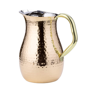 Carafe à eau en cuivre écologique classique avec couvercle en verre pour servir l'eau sur la table à manger, en stock et à prix raisonnable - Product Image 2